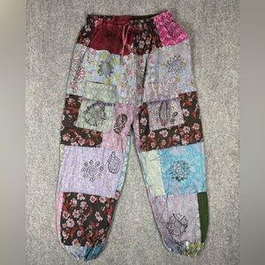 Kantha Patchwork Harem Pants Boho Wide Leg Festival One Size